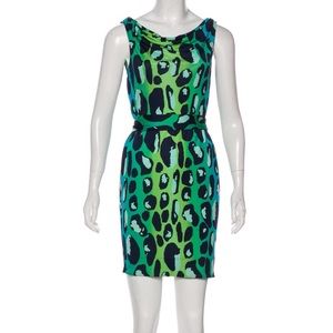 DVF sleeveless silk leopard print dress